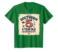 5 and Full of Southern Charm Cadeau d'anniversaire USA T-Shirt, Enfant, Vert Kelly, 4 Ans