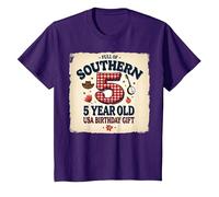 5 and Full of Southern Charm Cadeau d'anniversaire USA T-Shirt, Enfant, Violet, 4 Ans