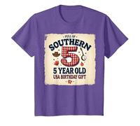 5 and Full of Southern Charm Cadeau d'anniversaire USA T-Shirt, Enfant, Violet chiné, 8 Ans
