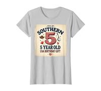 5 and Full of Southern Charm Cadeau d'anniversaire USA T-Shirt, Femme, Argent, XXL
