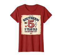 5 and Full of Southern Charm Cadeau d'anniversaire USA T-Shirt, Femme, Canneberge, XL