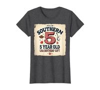 5 and Full of Southern Charm Cadeau d'anniversaire USA T-Shirt, Femme, Chiné Foncé, 3XL