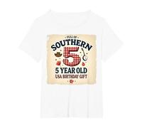 5 and Full of Southern Charm Cadeau d'anniversaire USA T-Shirt, Femme Grandes Tailles, Blanc, 2X