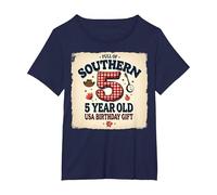 5 and Full of Southern Charm Cadeau d'anniversaire USA T-Shirt, Femme Grandes Tailles, Bleu Marine, 6X