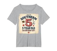 5 and Full of Southern Charm Cadeau d'anniversaire USA T-Shirt, Femme Grandes Tailles, Gris Chiné, 4X