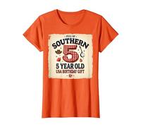 5 and Full of Southern Charm Cadeau d'anniversaire USA T-Shirt, Femme, Orange, 3XL