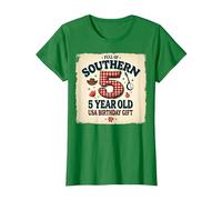 5 and Full of Southern Charm Cadeau d'anniversaire USA T-Shirt, Femme, Vert Kelly, L