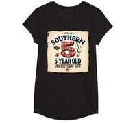 5 and Full of Southern Charm Cadeau d'anniversaire USA T-Shirt, Fille, Noir, L
