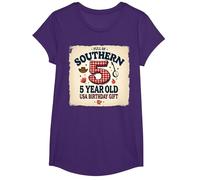 5 and Full of Southern Charm Cadeau d'anniversaire USA T-Shirt, Fille, Violet, S