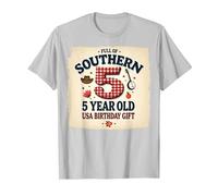 5 and Full of Southern Charm Cadeau d'anniversaire USA T-Shirt, Homme, Argent, XL