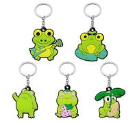 5 Anneaux De Clés De Grenouille, Creative Cartoon Key Federation, Jolie Animal Key Ring, Keychain Intéressant, Chaîne Automobile, Accessoires Clés