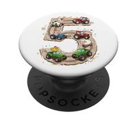 5 Ans Anniversaire Ferme Animaux Tracteur Cinq PopSockets PopGrip Adhésif