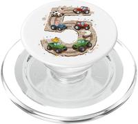 5 Ans Anniversaire Ferme Animaux Tracteur Cinq PopSockets PopGrip pour MagSafe