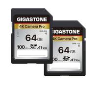 [5 Ans Récupération de données Gratuite] GIGASTONE 64Go Lot de 2 Carte SD, 4K Camera Pro, Vitesse jusqu'à 100 Mo/s, A1 V30 SDXC 4K UHD Video pour Canon Nikon Sony Kodak Panasonic, avec 2 Mini étuis