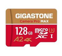 [5 Ans Récupération de données Gratuite] GIGASTONE Carte Mémoire 128 Go, Camera Pro Max, Vitesse jusqu'à 120/80 Mo/s, pour GoPro, DJI, Drone, 4K Video A2 V30 U3 MicroSDXC avec Adaptateur