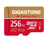 [5 Ans Récupération de données Gratuite] GIGASTONE Carte Mémoire 256 Go, 4K Camera Pro, Vitesse jusqu'à 100 Mo/s, pour GoPro, DJI, Drone, 4K Video A2 V30 U3 MicroSDXC avec Adaptateur