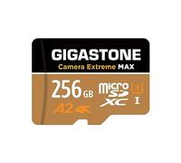 [5 Ans Récupération de données Gratuite] GIGASTONE Carte Mémoire 256 Go, Camera Extreme Max, Vitesse jusqu'à 160/130 Mo/s, pour GoPro, DJI, Drone, 4K Video A2 V30 U3 MicroSDXC avec Adaptateur