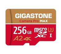 [5 Ans Récupération de données Gratuite] GIGASTONE Carte Mémoire 256 Go, Camera Pro Max, Vitesse jusqu'à 130/85 Mo/s, pour GoPro, DJI, Drone, 4K Video A2 V30 U3 MicroSDXC avec Adaptateur