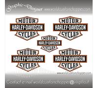 5 Autocollants Decal STIKERS Bar and Shield Harley Davidson Trade Mark Motorcycle Custom Chopper (Arancio)