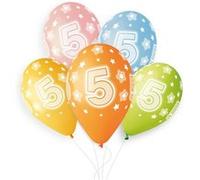 5 ballons bio chiffre 5 33cm pastel multicolore - gemar 346077 Multicolore G