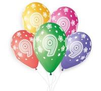 5 ballons bio chiffre 9 33cm pastel multicolore - gemar 346114 Multicolore G