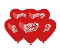 5 ballons bio coeur je t'aime 25cm rouge - gemar 349733 Rouge G
