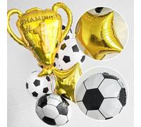 5 Ballons Football,Ballon En Aluminium Trophée,Décoration Football Anniversaire Enfants,Décoration De Champion Football Pour Jeunes Enfants Anniversaire Championnat Monde Fête De Jour Match