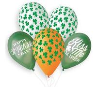 5 ballons latex bio imprimés saint patrick 33cm - gemar 343663 Vert G