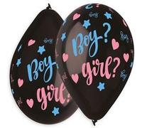 5 ballons latex surprise babyshower confettis - gemar 349702 Noir G