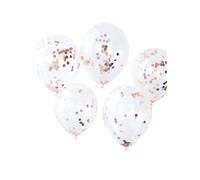 5 Ballons Transparents À Confettis Ronds Rose Gold 30 Cm Taille Unique Rose