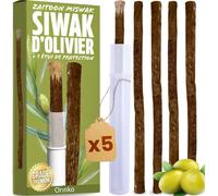 5 Bâtons De Siwak D'olivier + 1 Étui - Miswak Brosse À Dents Naturelle Écologique Et Vegan - Soin De La Bouche Traditionnel Et Blanchiment Des Dents Blanc
