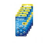 5 blister de 6 piles auditives RENATA ZA10 ZINC AIR JAUNE