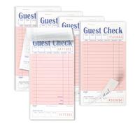[5 blocs, 50 feuilles/bloc] Bloc de chèques d'invité à une partie pour les restaurants, perforé 1 partie rose et blanc avec reçu d'invité inférieur pour les commandes de bars, cafés et restaurants