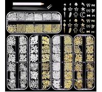 5 Boîtes De Strass Ongle Nail Art 58 Modèles D'Bijoux Ongles Nail Art En Or Et Argent Decoration Ongle Avec Outils