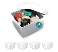 5 Boîtes en Carton Blanc Élégantes pour Cadeaux 205x205x120 mm - Faciles à Monter, Personnalisables pour Toutes les Occasions telles que Mariages et des Jours Spéciaux comme Noël, Halloween