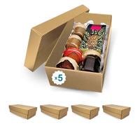 5 Boîtes en Carton Kraft Élégantes pour Cadeaux 350x190x105 mm - Faciles à Monter, Personnalisables pour Toutes les Occasions telles que Mariages et des Jours Spéciaux comme Noël, Halloween