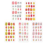 5 Boîtes Faux Ongles à Couverture Complète en Abs pour Garçon et | Cinq Boîtes, Finition Brillante, Usage Salon et Maison, Nail Art Style Aléatoire