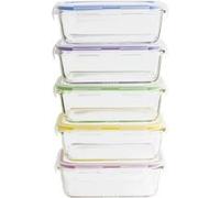 Pebbly Set de 5 boîtes rectangulaires batch cooking PKV-5SRB 850 ml verre borosilicate G