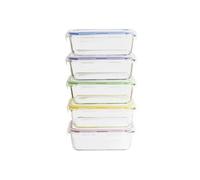 Pebbly Set de 5 boîtes rectangulaires batch cooking PKV-5SRB 850 ml verre borosilicate G