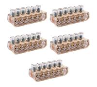 5 Bornes forbox 6 pôles, section 5 x 16 mm² 6 mm², 1 x 25 mm² 25 mm², 6 trous, borne de câblage forbox, sonnettes, en polycarbonate et laiton, pour boîtes de dérivation, 450 V 76 A