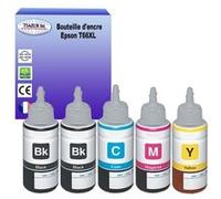 5 bouteilles encre compatibles avec T66XL pour Epson EcoTank ET L100, L110, L111 (70ml) - T3AZUR G