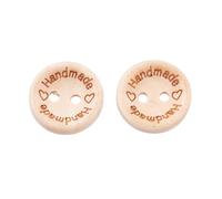 5 BOUTONS BOIS BEIGE clair Rond 15 mm 2 trous - Handmade - creation couture Diy