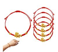 5 bracelets chinois en corde rouge de l'année du cheval, bracelet tressé porte-bonheur en or avec charme de cheval, bijou du zodiaque chinois réglable, cadeau pour femmes et hommes, 5PCS, Bois, Agate