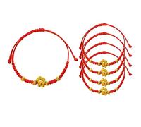 5 bracelets chinois en corde rouge de l'année du cheval, bracelet tressé porte-bonheur en or avec charme de cheval, bijou du zodiaque chinois réglable, cadeau pour femmes et hommes, 5PCS, Bois, Agate