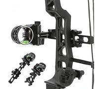 5 Broches Viseur d'arc à Poulies Micro Ajuster 5 Pin Bow Sight Visières pour Arc Composé Aluminium Visée d'arc avec 4X 6X 8X Lentille (Tige Courte, Viseur avec 6X lentille)