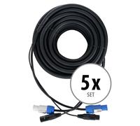 5 Cable Hybride DMX Powerplug DJ PA Effet XLR 3-Pin Male Femelle Speakon 20m Set