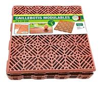 5 caillebotis de terrasse clipsables extérieur 29,5 x 29,5 cm ép. 15 mm plastique antidérapant 100 kg/dalle - rouge