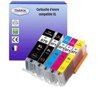 5 Cartouches compatibles avec Canon PGI-570, CLI-571 XL pour Canon Pixma TS8050, TS8051, TS8052, TS8053, TS9050, TS9055 Noire + Couleur