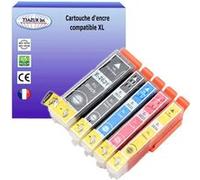 T3AZUR - 5 Cartouches Compatibles avec Epson XP620, XP625, XP700, XP710, XP720, XP800, XP810, XP820 remplace Epson T26XL +10 papiers photo A6 - T3AZUR Noire, Cyan, Magenta, Jaune G