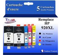 5 Cartouches compatibles avec l'imprimante HP OfficeJet 6500A, 6500A Plus remplace HP 920XL (Noire+Couleur)- T3AZUR G